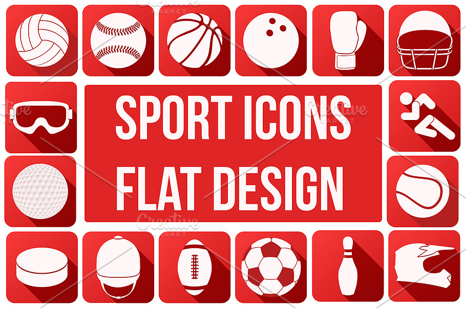 Popular Sport Icons in Flat Style