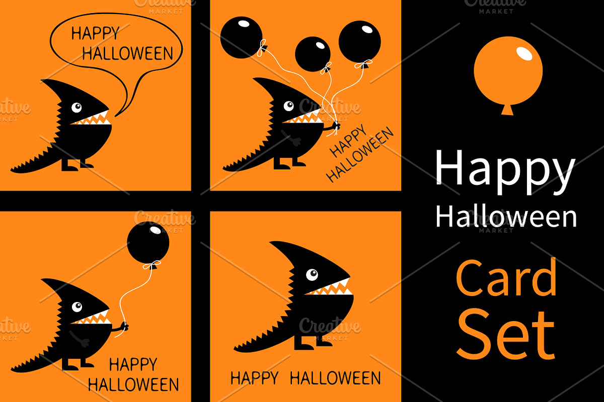 Happy Halloween Monster and balloons in Illustrations - product preview 8