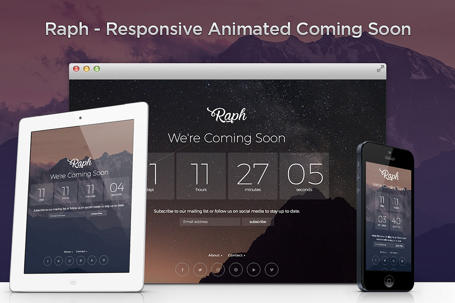 Raph - Animated Coming Soon in HTML/CSS Themes - product preview 8