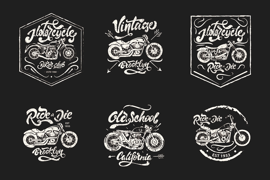Vintage Hand-drawn Motorcycles logos in Logo Templates - product preview 8