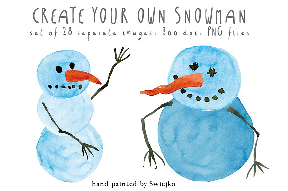 Watercolor Snowman Christmas in Graphics - product preview 1