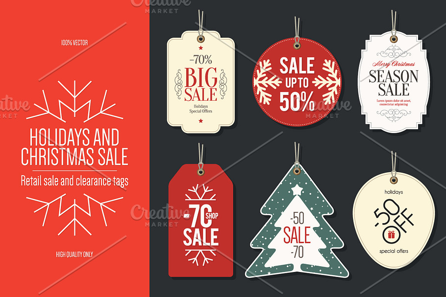 6 Christmas Retail Sale Tags in Postcard Templates - product preview 8