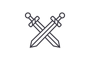 swords vector line icon, sign, illustration on background, editable strokes