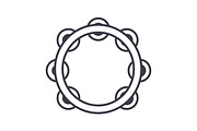 tambourine vector line icon, sign, illustration on background, editable strokes