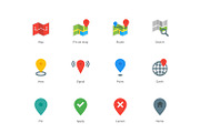Map GPS and navigation color icons