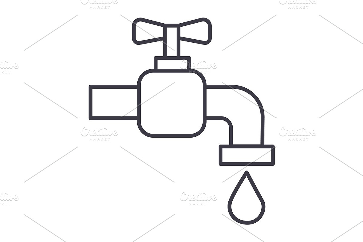 tap water vector line icon, sign, illustration on background, editable strokes in Objects - product preview 8