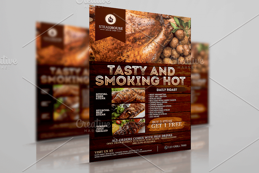 Barbecue Restaurant Flyer in Flyer Templates - product preview 8