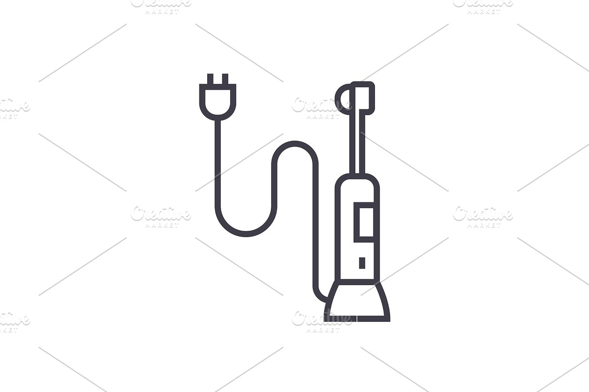 teeth cleaner vector line icon, sign, illustration on background, editable strokes in Objects - product preview 8