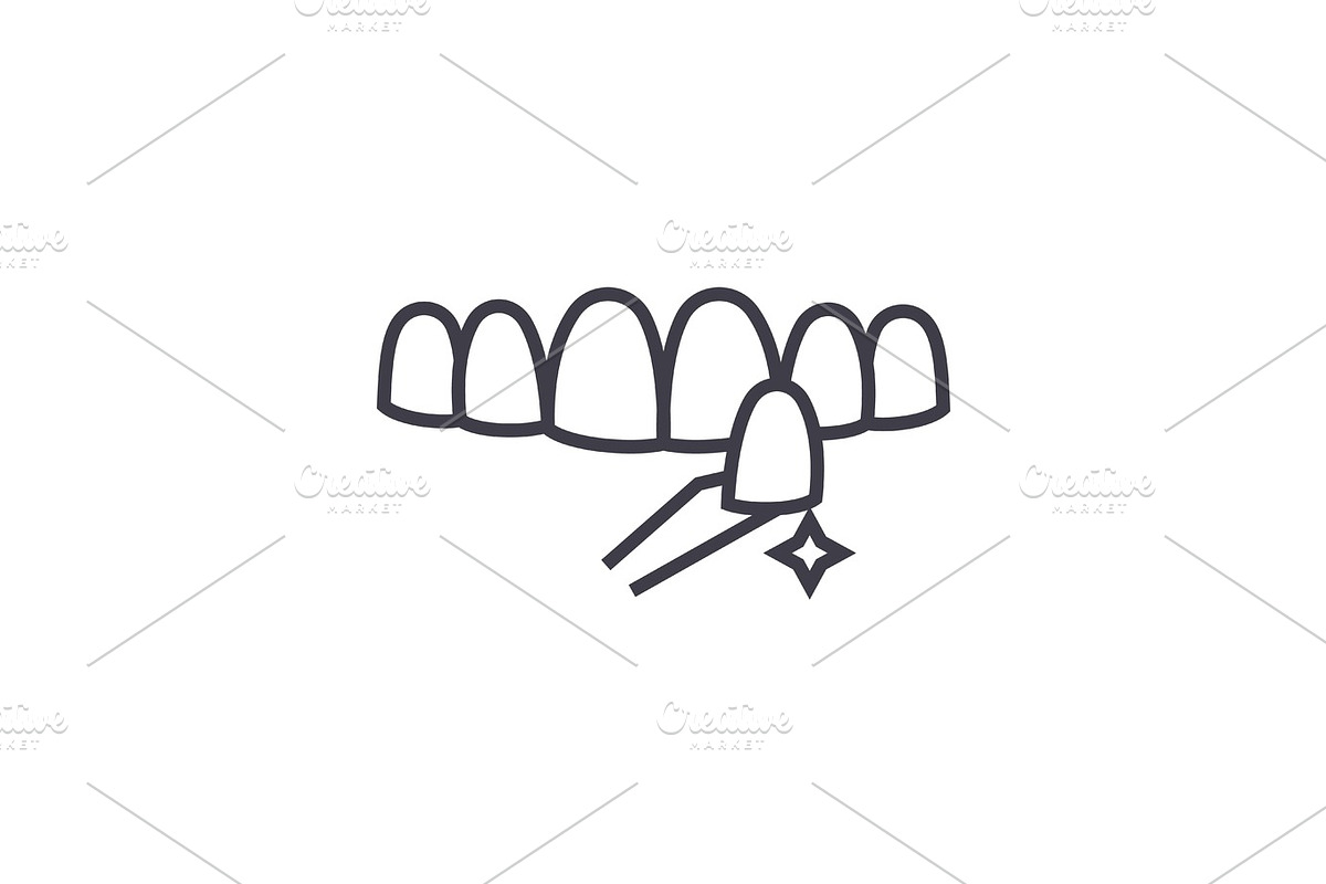 teeth false vector line icon, sign, illustration on background, editable strokes in Objects - product preview 8