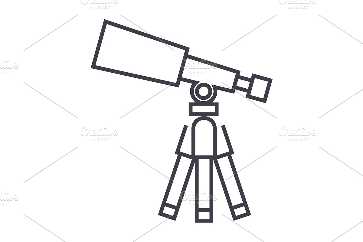 telescope,scope vector line icon, sign, illustration on background, editable strokes in Objects - product preview 8