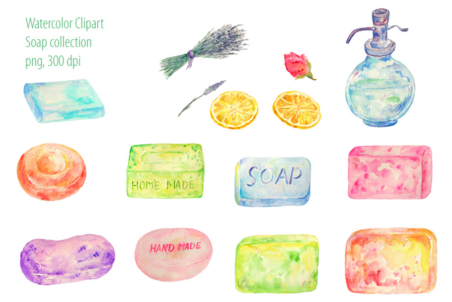 Watercolor Clipart Soap Collection