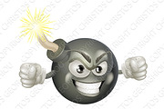 Angry mean bomb cartoon mascot