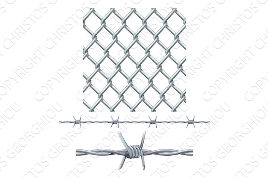 Seamless tiling fence and barbed wire