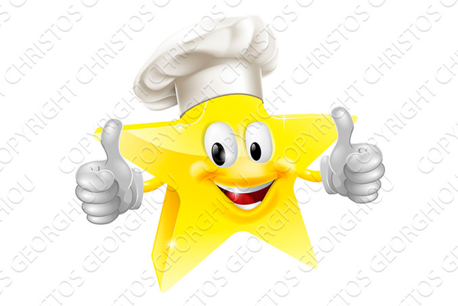 Star chef mascot in Illustrations - product preview 8