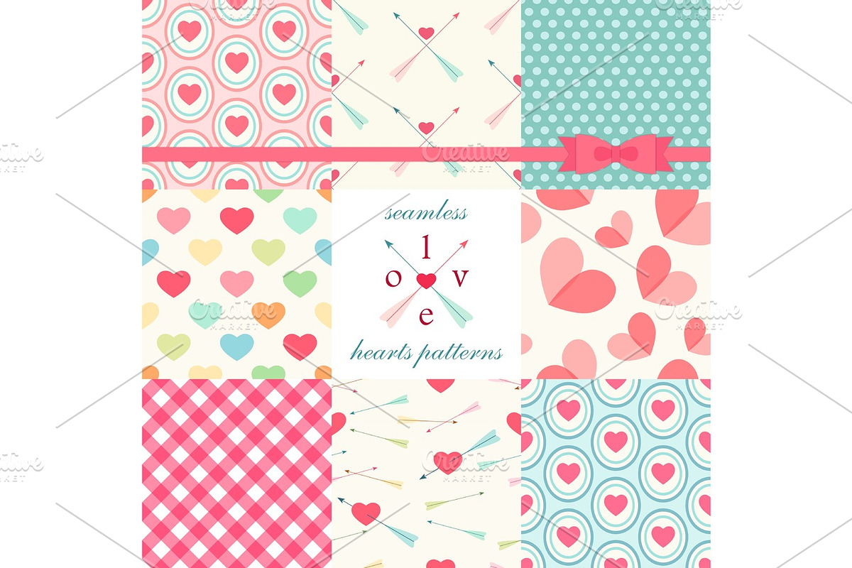 Set of cute primitive seamless patterns in Illustrations - product preview 8