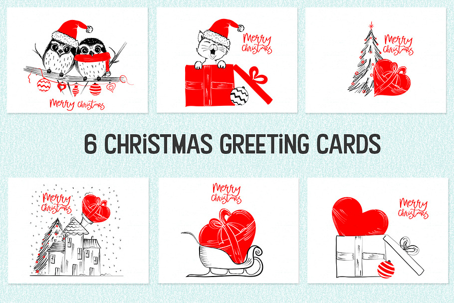 Merry Christmas greeting cards in Illustrations - product preview 8