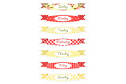 Days of week banners as retro festive ribbons in shabby chic style