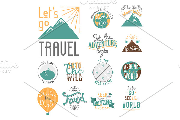 Vintage typography travel motivation badge nature adventure vector adventure emblem illustration