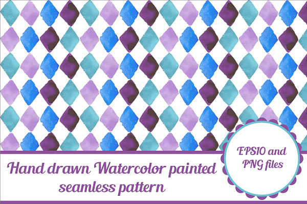 Rhombus seamless watercolor pattern