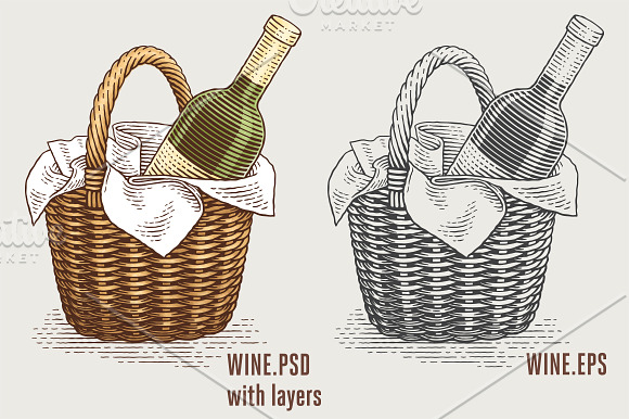 Wine and cheese bundle in Illustrations - product preview 11