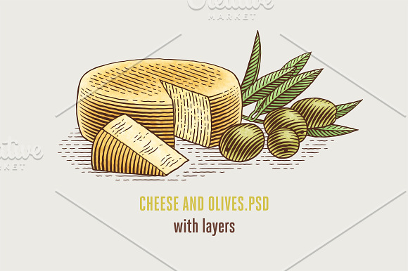 Wine and cheese bundle in Illustrations - product preview 18