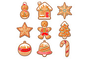 Set of various gingerbreads for Merry Christmas