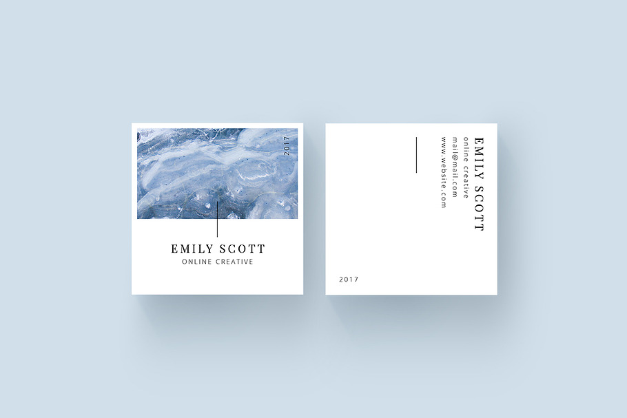 Square Marble Blue Business Cards