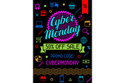Cyber monday sale background. Online shopping and marketing advertising concept