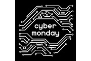 Cyber monday sale background. Online shopping and marketing advertising concept. Pattern of microchip elements
