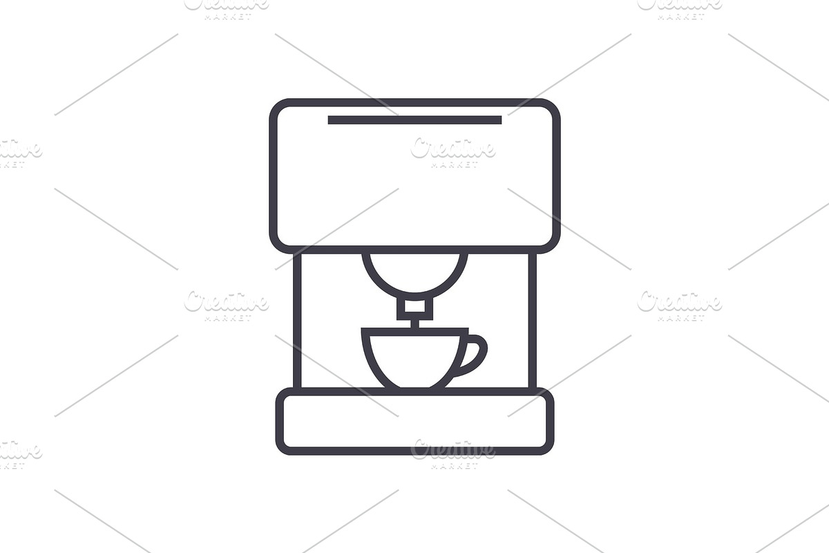 coffee machine vector line icon, sign, illustration on background, editable strokes in Illustrations - product preview 8