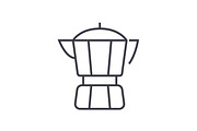 coffee maker vector line icon, sign, illustration on background, editable strokes