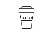 coffee to go cup vector line icon, sign, illustration on background, editable strokes