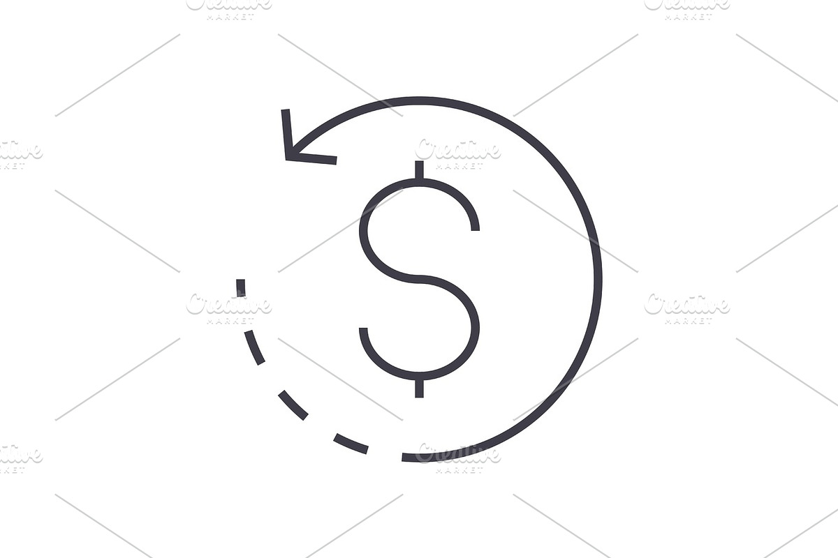 coin with round arrow vector line icon, sign, illustration on background, editable strokes in Illustrations - product preview 8
