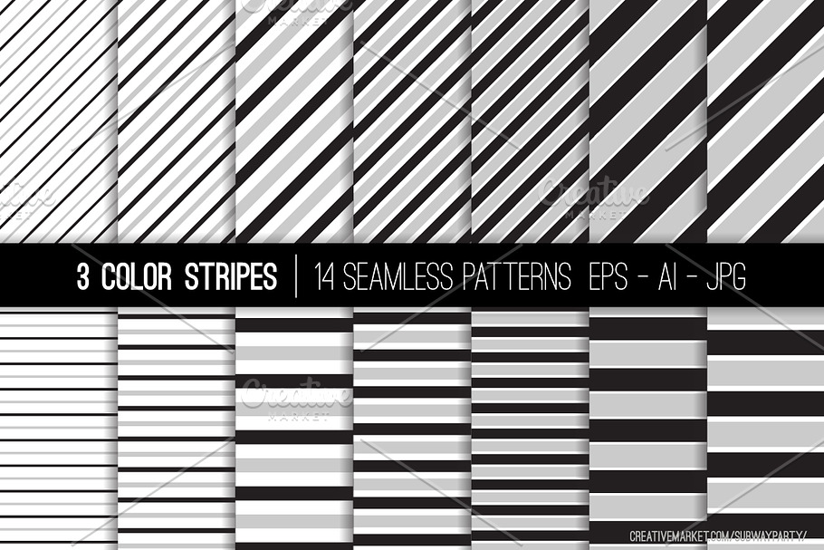 Vector 3 Color Stripes Patterns