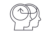 cooperative human heads,collective decision vector line icon, sign, illustration on background, editable strokes