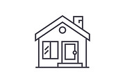cottage, chimney,real estate vector line icon, sign, illustration on background, editable strokes
