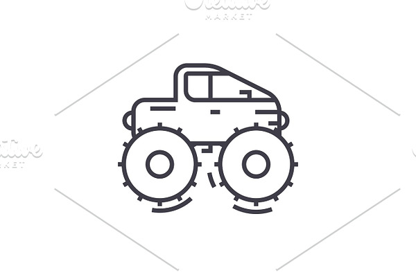 cross country vehicle,jeep vector line icon, sign, illustration on background, editable strokes