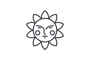 cute sun vector line icon, sign, illustration on background, editable strokes