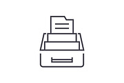 document archive,box with files vector line icon, sign, illustration on background, editable strokes