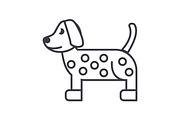 dog, dalmatian vector line icon, sign, illustration on background, editable strokes