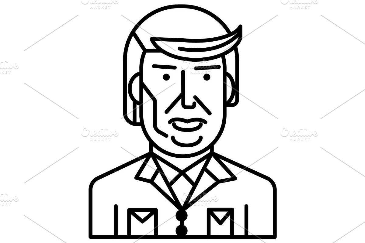 donald trump vector line icon, sign, illustration on background, editable strokes in Illustrations - product preview 8