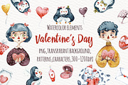 Watercolor Valentine's Day