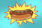 Pop art hot dog fast food