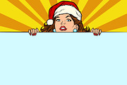 Santa girl with copy space poster