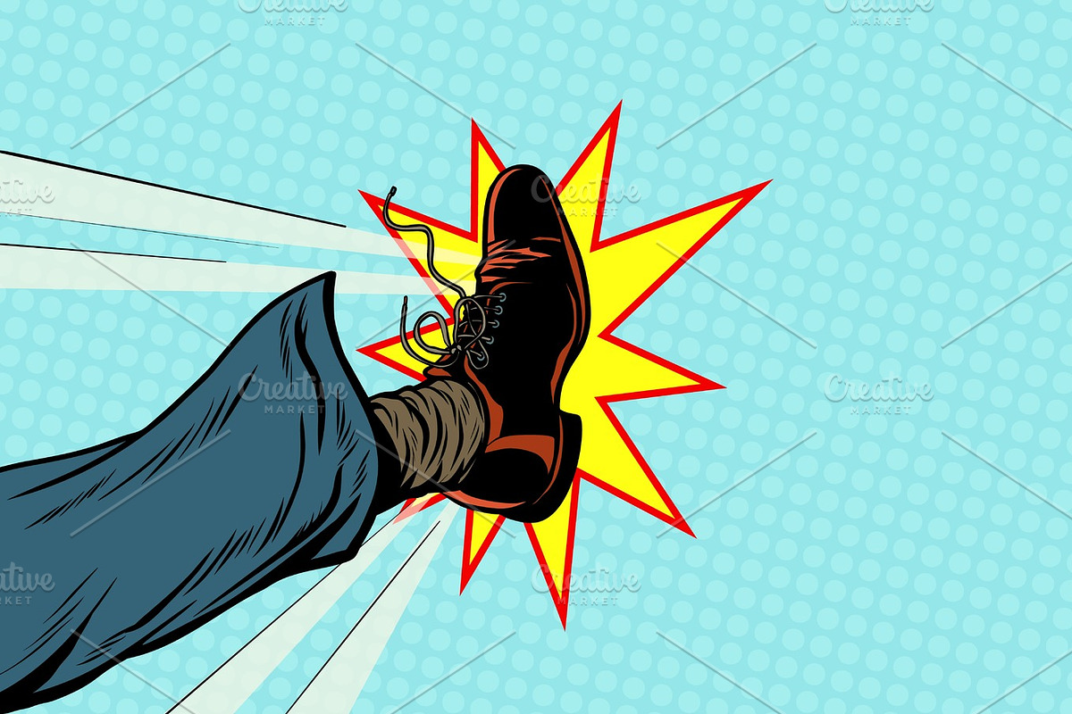 businessman kicking, pop art foot in Illustrations - product preview 8