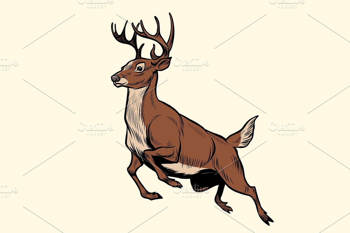 running deer jump in Illustrations - product preview 8