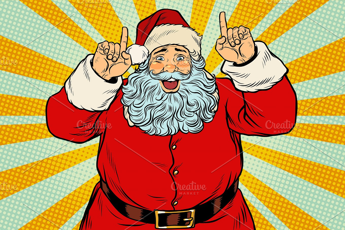 Santa Claus pointing finger up in Illustrations - product preview 8