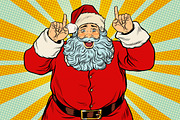 Santa Claus pointing finger up