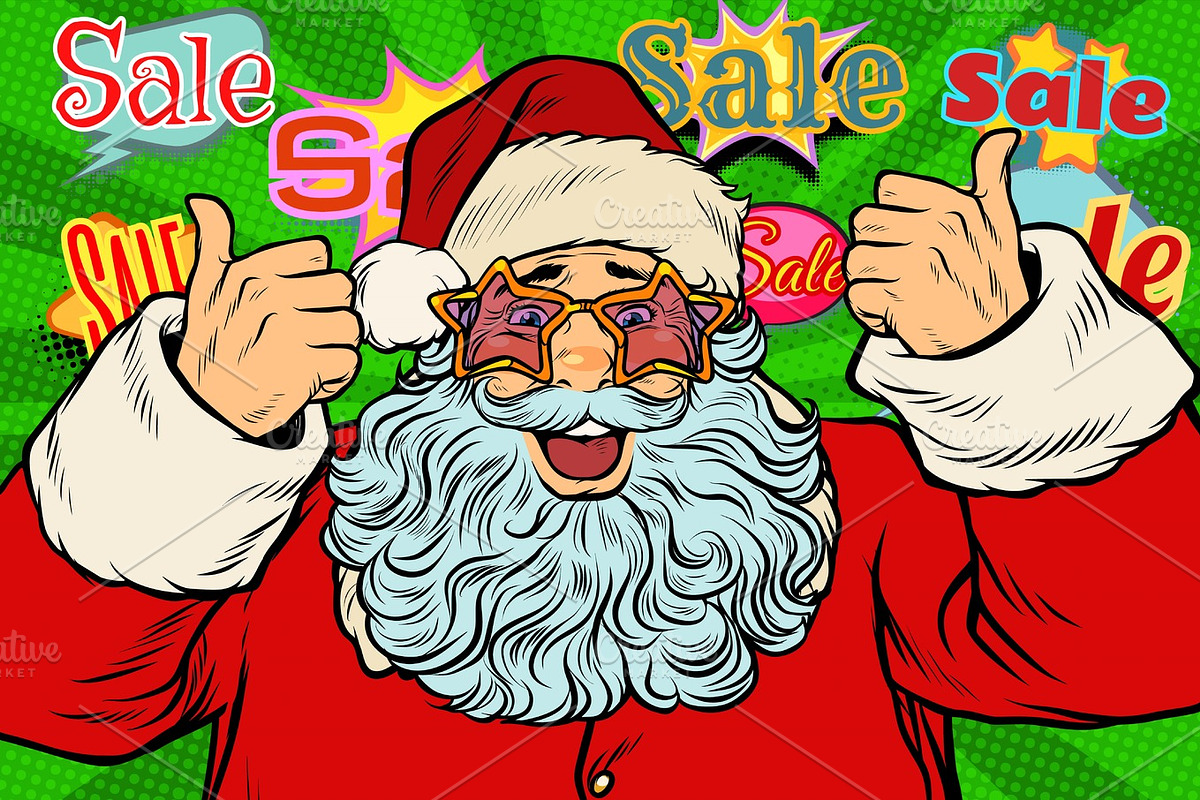 sale background Santa Claus in the star glasses in Illustrations - product preview 8
