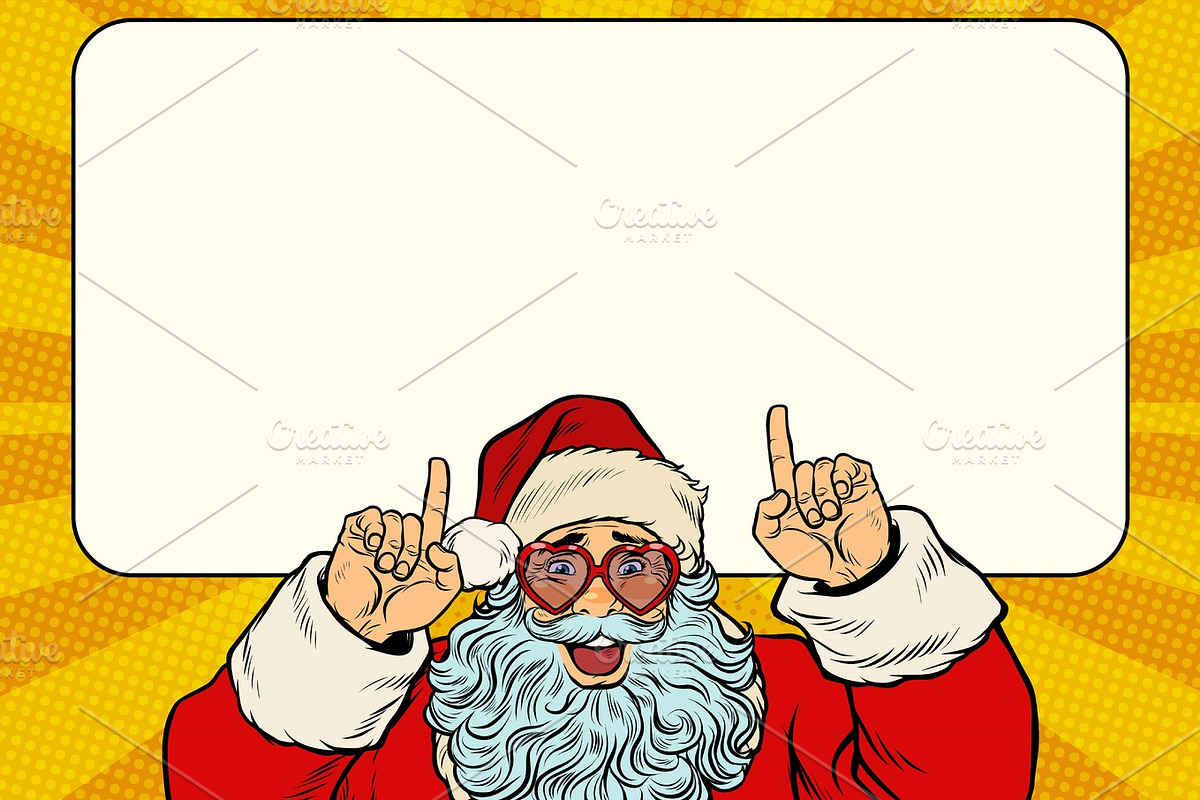 Santa Claus points to the white background in Illustrations - product preview 8